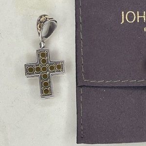 John Hardy, 18K and Sterling Silver Cross from the “Dot” Collection.